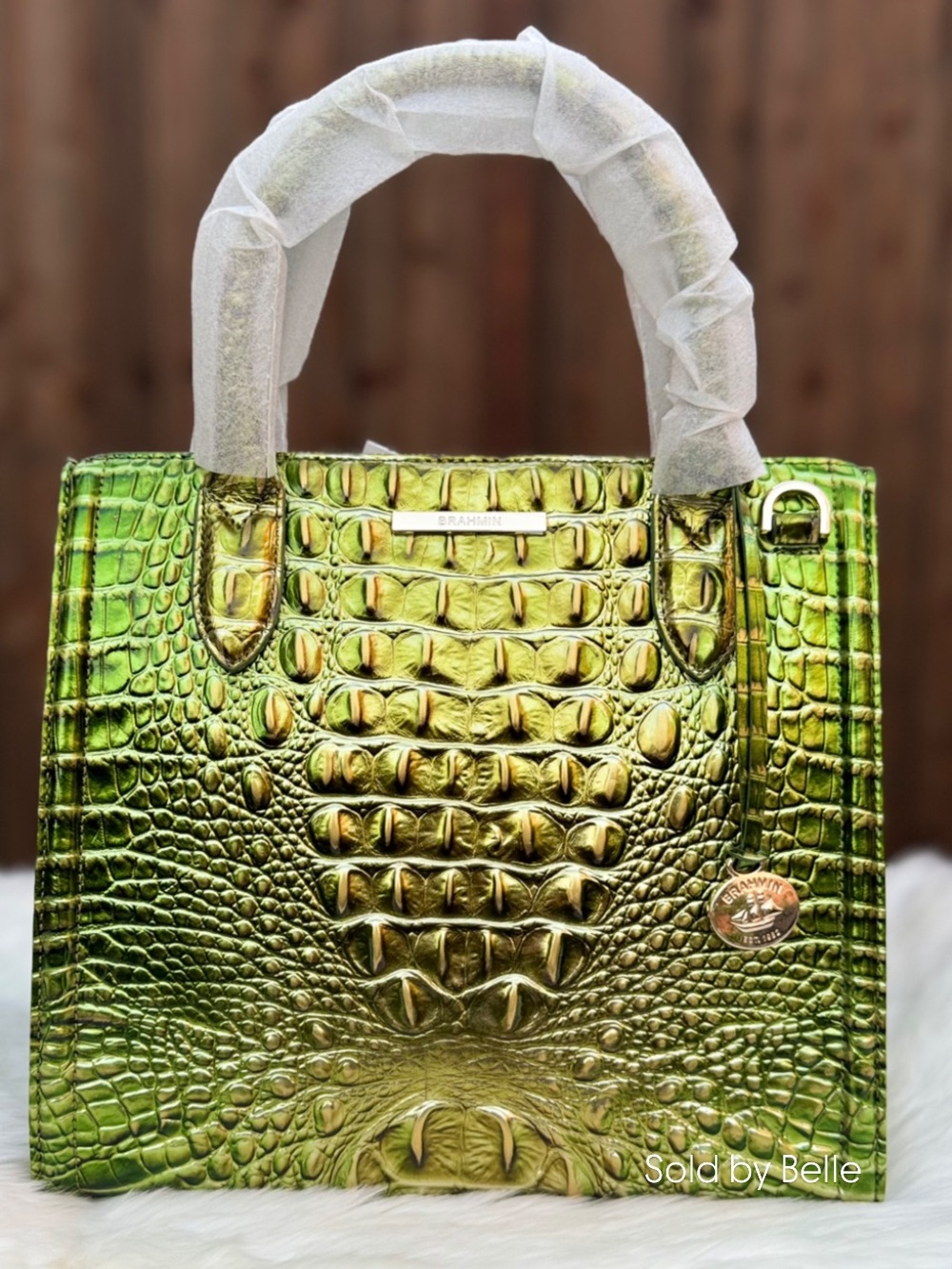 NWT Brahmin Small Caroline Cacti Green Melbourne Satchel